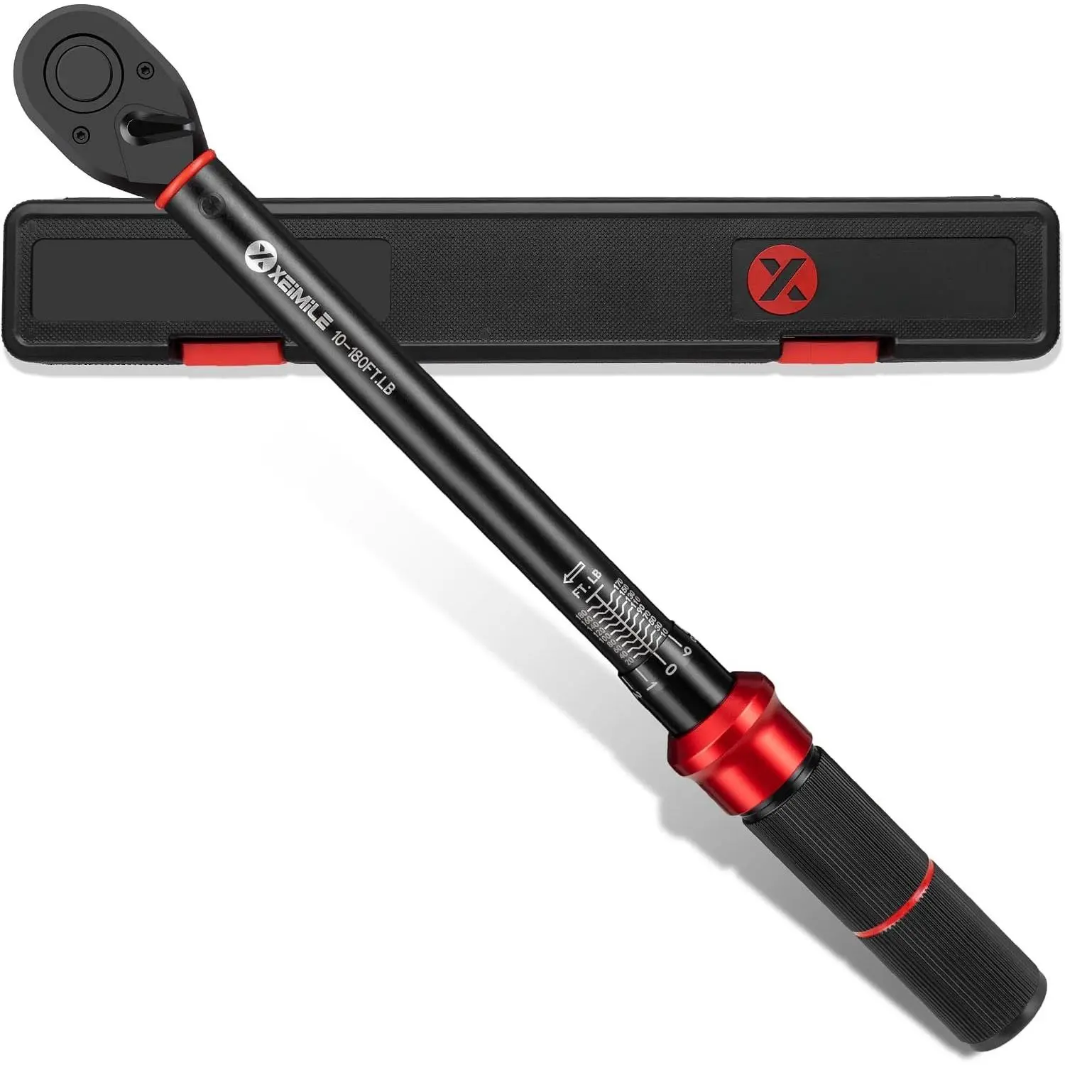 1/2-Inch Drive Click Torque Wrench-10-180 Ft-Lb for   | -Direction Adjustable 72T Torque Wrench( 13.6-244Nm), Range Scales, High 3% Precision for  Auto Wheel Repair DIY