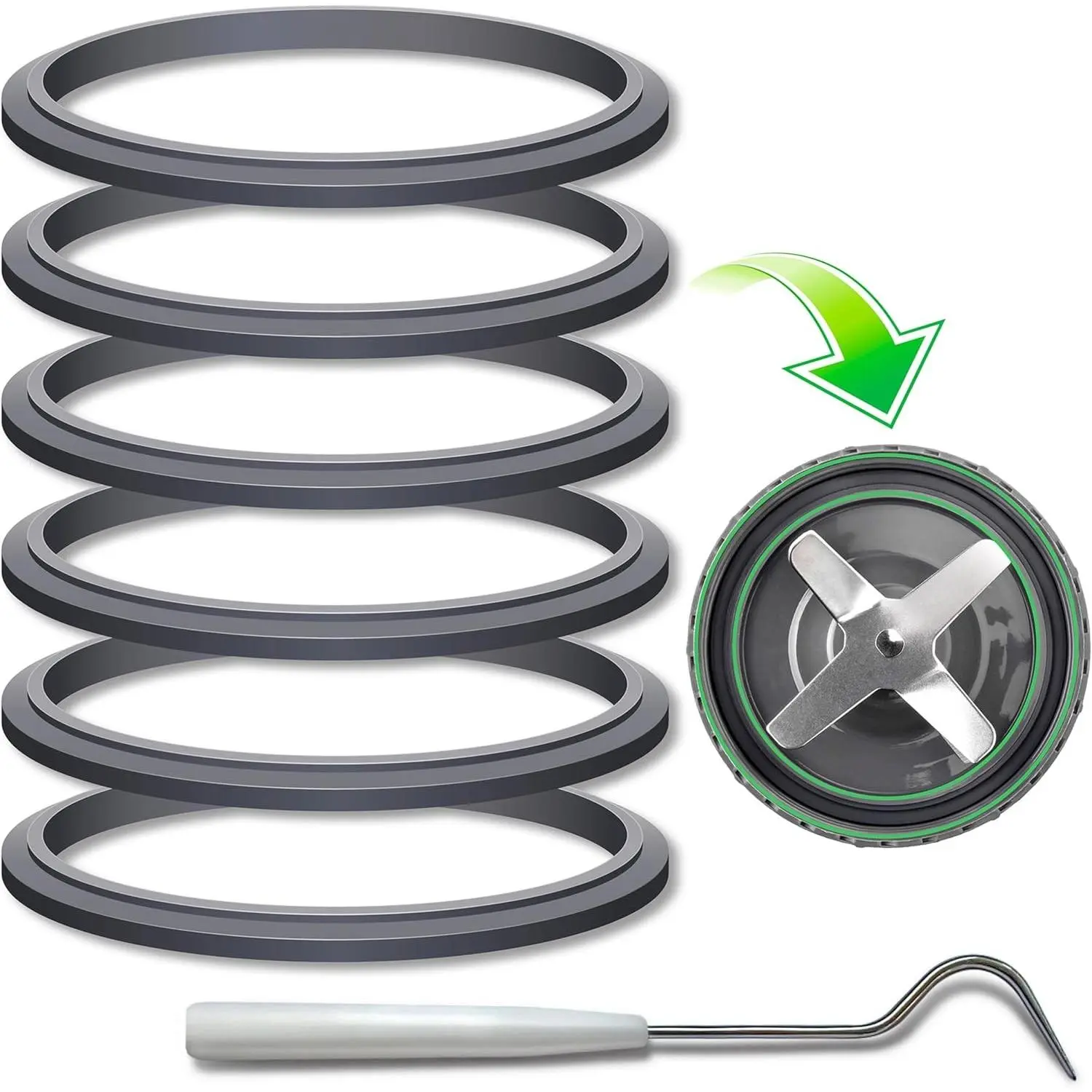 Gasket Replacement Rubber Ring Seal Rings Gaskets Part for Nutribullet Replacement Parts Accessories Blender 900 Series 600W and 900W, Pack of 6