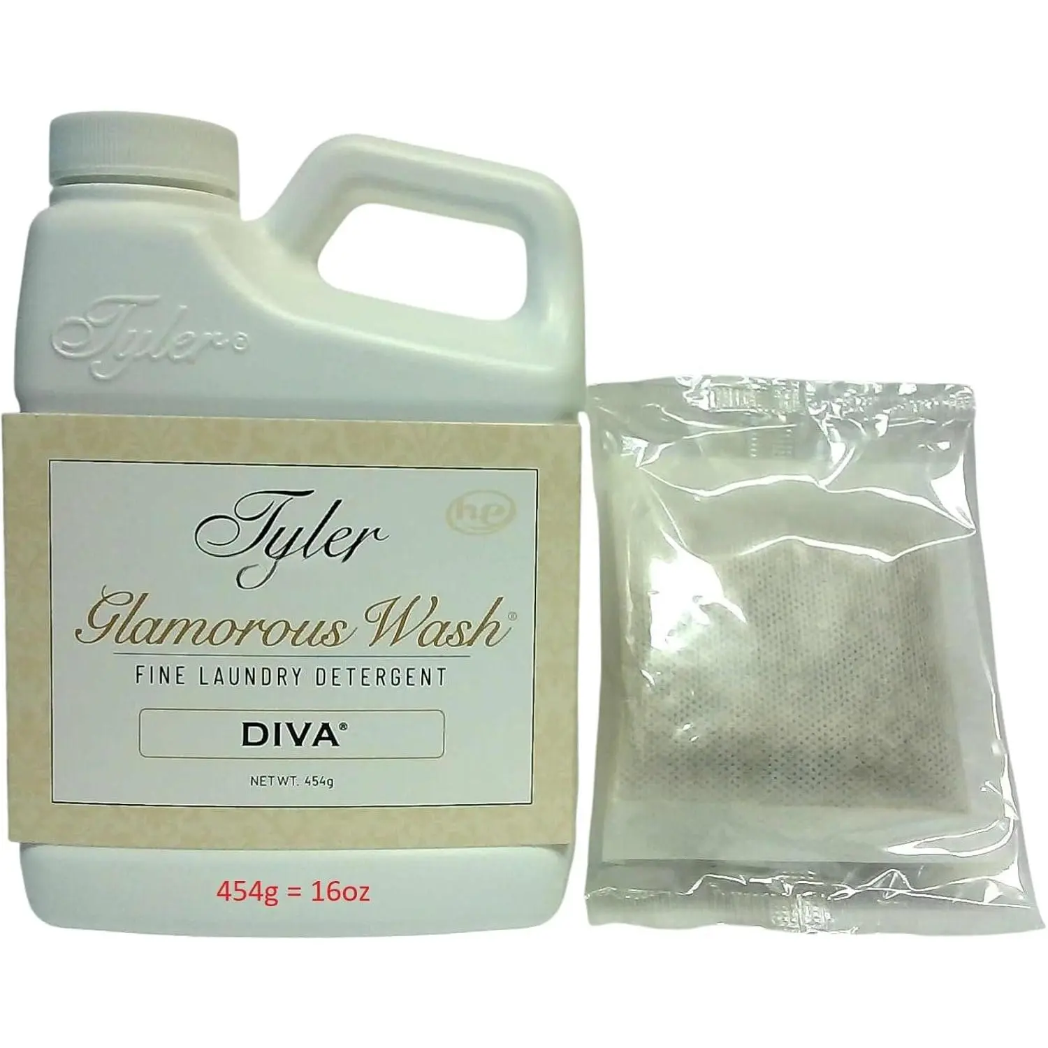 Glam Wash Laundry Detergent, Diva 454g, Liquid, 16 FL Oz w/Dryer Sachet Pouch IL