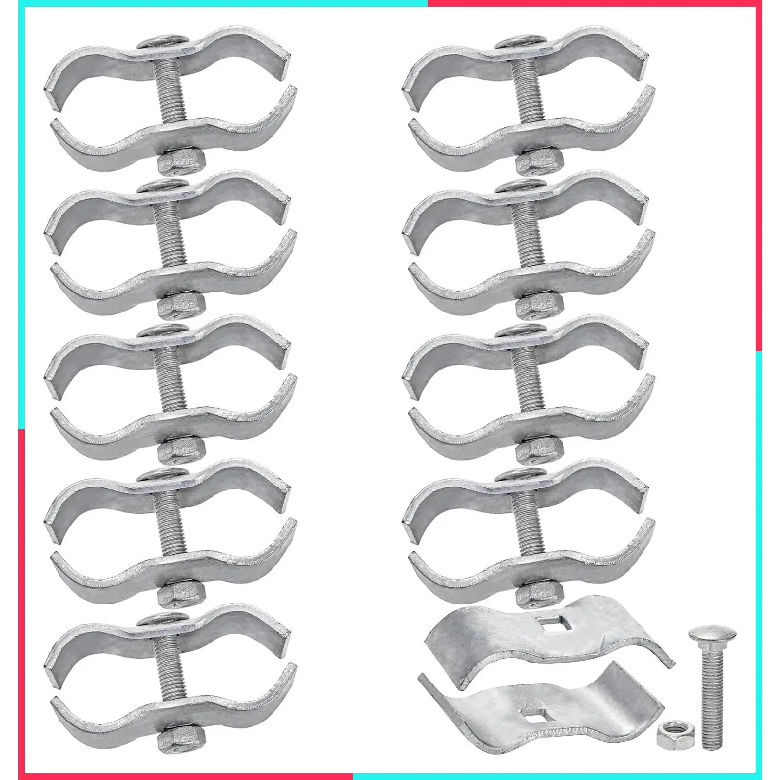 10 Pack Dog Kennel Clamps, 1-3/8" Chain Link Fence Panel Clamps