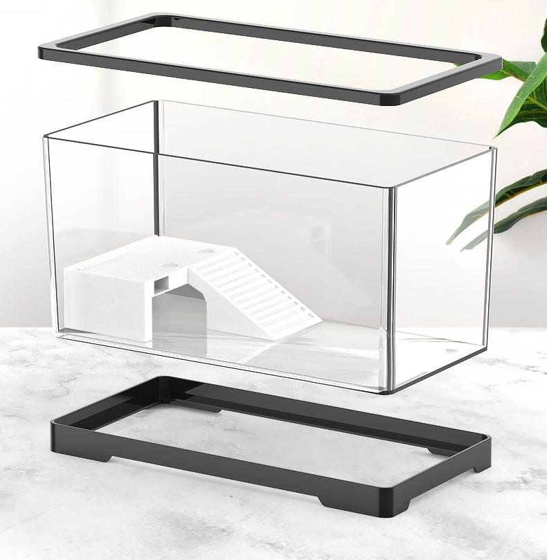 TT Turtle Tank Home Living Room Small Desktop Villa Breeding Tank with Basking Platform Ecological Turtle Tank