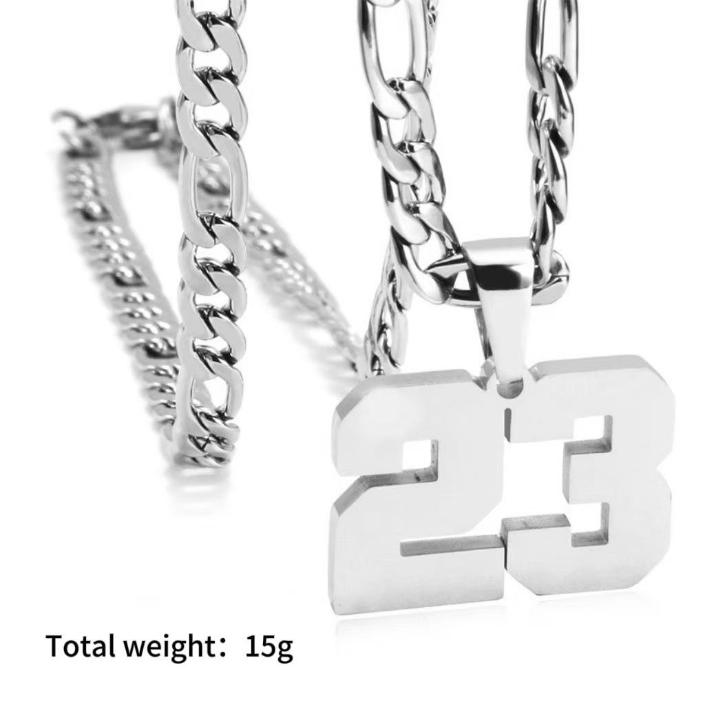 Hot Selling Number Necklaces for Men, Athletes Stainless Steel Sport Number Pendant Chain for Baseball/Basketball/Football Team Inspiration Jewelry Accessory