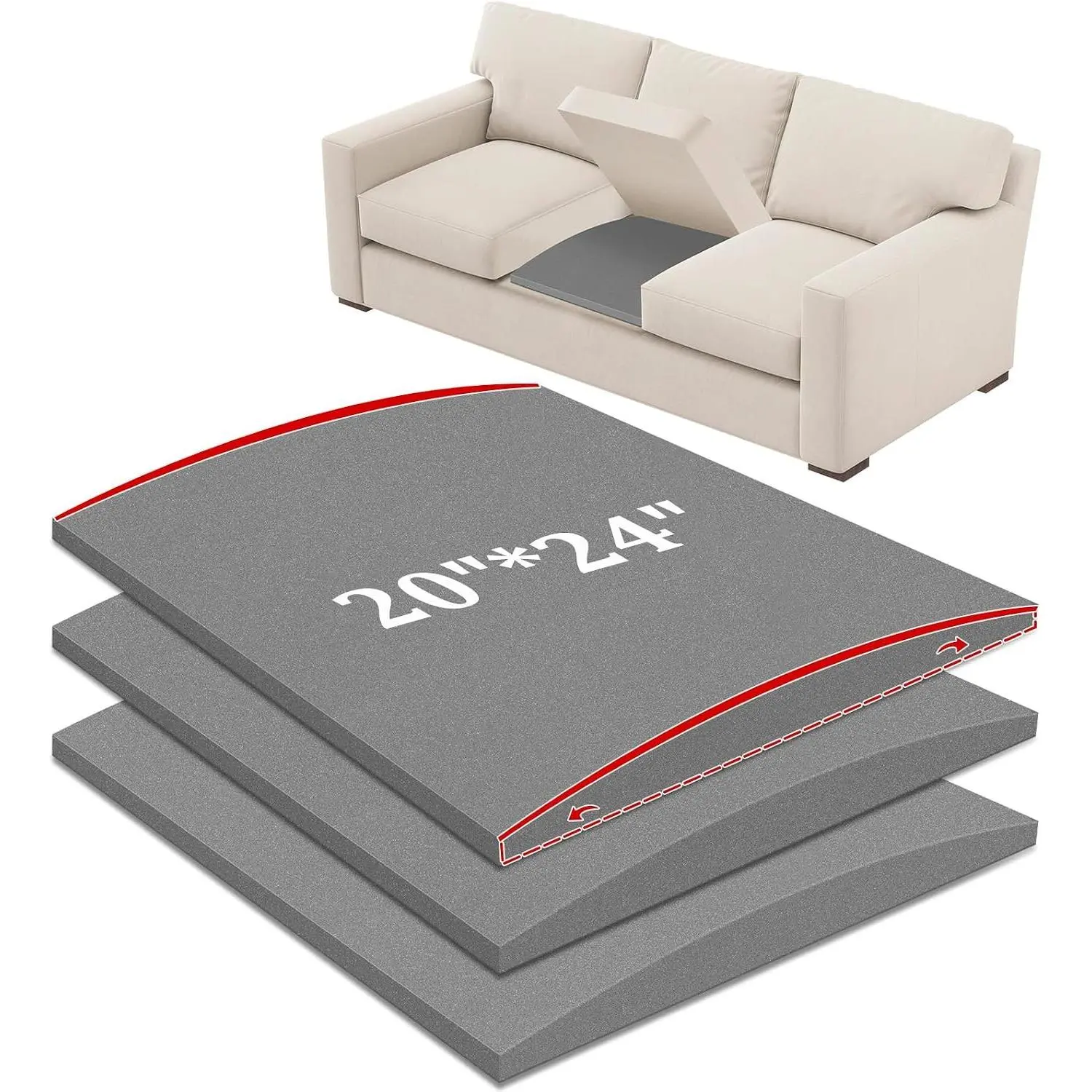 Couch Supports for Sagging Cushions Couch Supporter for Under The Cushions High Density Foam 24 “X 20” Furniture Seat Sagging Repair Set of 3