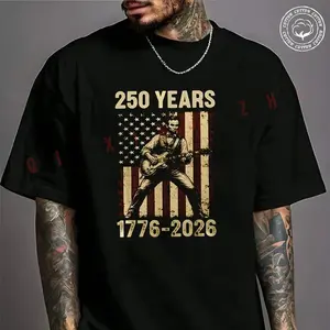 2026 Men T Shirt Casual Abraham Lincoln 250 Years America 4Th July 250Th Anniversary Moto T-shirt Graphic Cotton Motorbike Tee