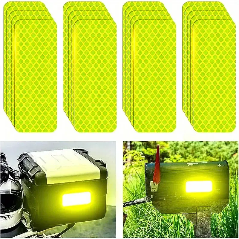 20 High Visibility Reflective Safety Stickers, Waterproof Fluorescent, for Cars Trucks Bikes Motorcycles, Strong Adhesive
