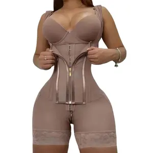Women's Colombian Shapewear, Fajas, Body Shaperwear With Adjustable Shoulder Sirap, High Elastic And Comiortable Fabric Shapewear Bodysuit, Waist Trainer, Anti-Slip Silicone Edge, Zipper Crotch Design, High Waisted Shapewear