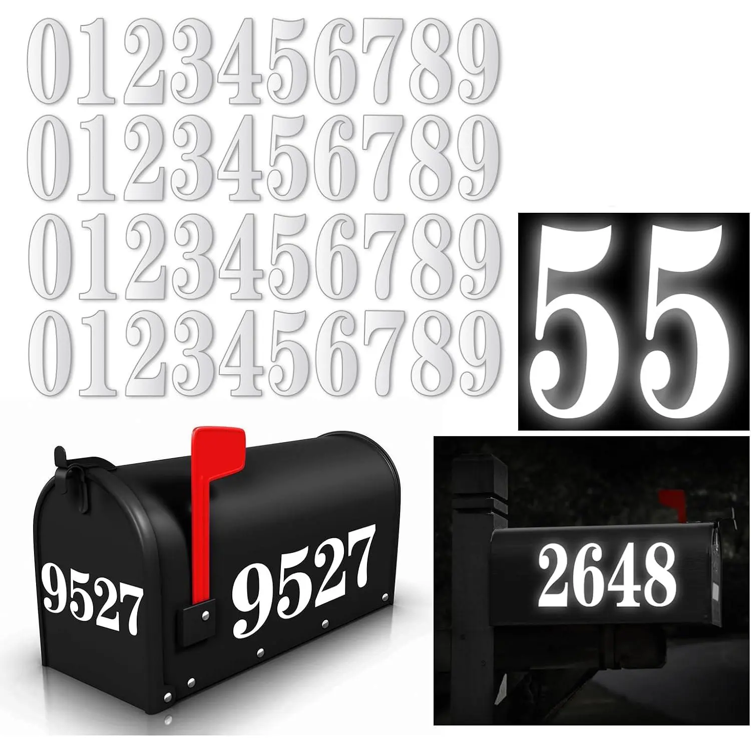 60 count White Mailbox Numbers for Outside