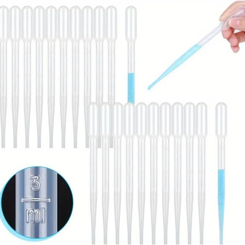 50pcs/100pcs Plastic Clear Disposable Transfer Pipettes, 0.1oz Calibrated Pipette Dropper for Science Laboratory Perfume dropper jam dropper DIY Art Tools