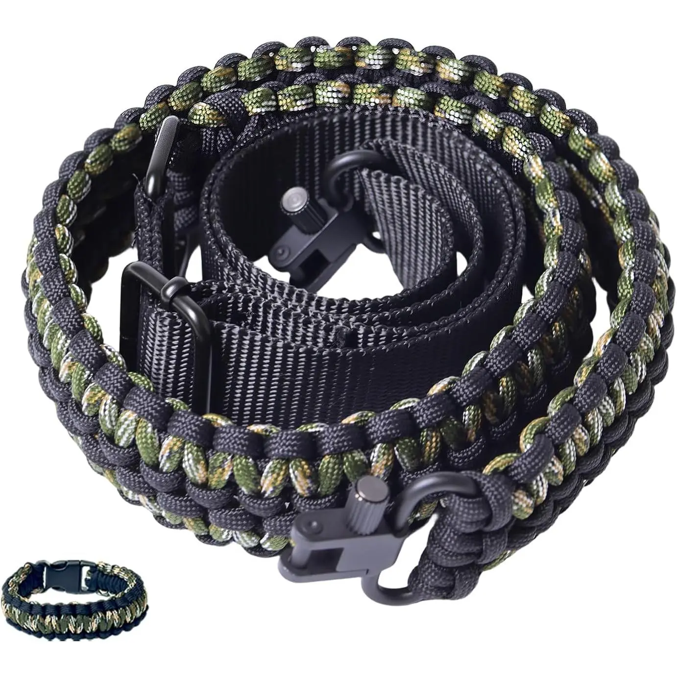 550 Cord Adjustable 2-Point Paracord Rifle Sling - Heavy-Duty Gun Sling with Swivel Mount, Fits Rifle Accessories, for Hunting, Outdoor Sports, Hunt Gear Accessories, Fits Accessories