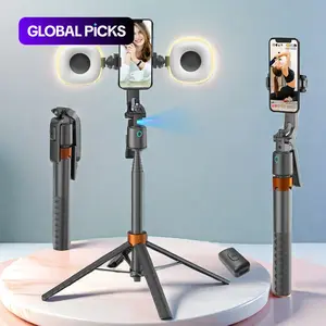 Smart Face-Tracking Selfie Stick, Rechargeable 360-Degree Auto-Tracking Phone Holder with 2 Fill Lights, Tripod Light, Smartphone Camera Accessory for Vlogging & Live Streaming #GLOBAL PICKS