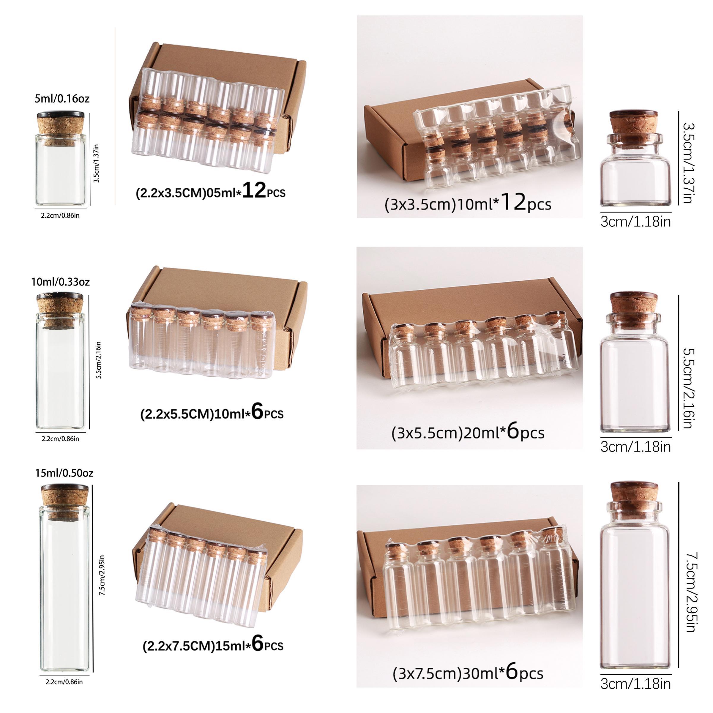 Mini Glass Jar with Cork Stopper, 12pcs/6 Counts Clear Glass Bottle, Reusable Glass Bottles, Portable Storage Jar for Crafts, Projects, Decoration, Party Favors, Glass Spice Jars