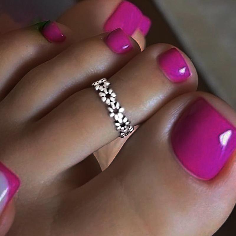 Toe Rings Set for Women - 6 Pcs Stackable Open Toe Ring Adjustable Vintage Knuckle Ring Bohemian Summer Beach Foot Tail Rings