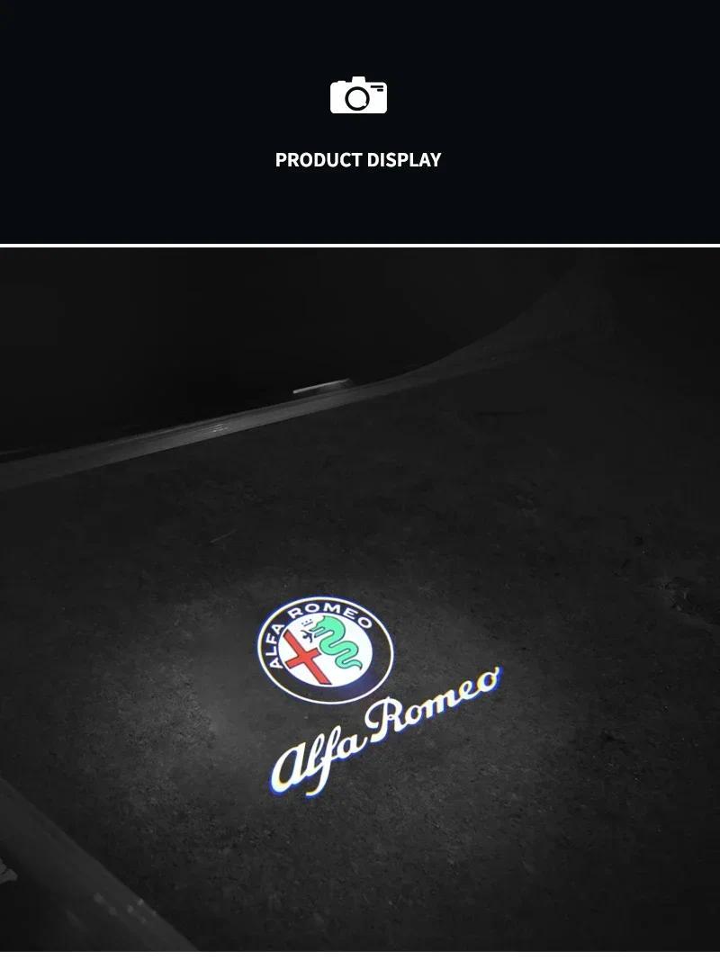 2pcs LED Car Door Welcome Light Projector Logo for Alfa Romeo 147 156 166 159 Mito Stelvio Brera Spider Giulietta Giulia