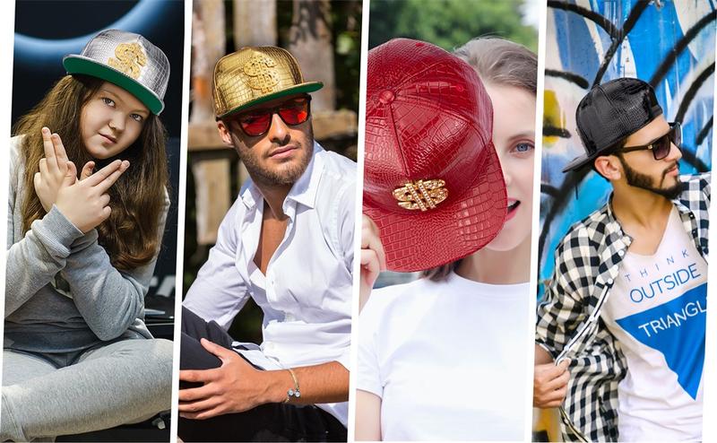 Hip Hop Hat Flat-Brimmed Rock Cap Adjustable Snapback for Men Women PU Leather Cotton Blend Diamond-Encrusted Dollar Pattern Stylish Trucker Cap