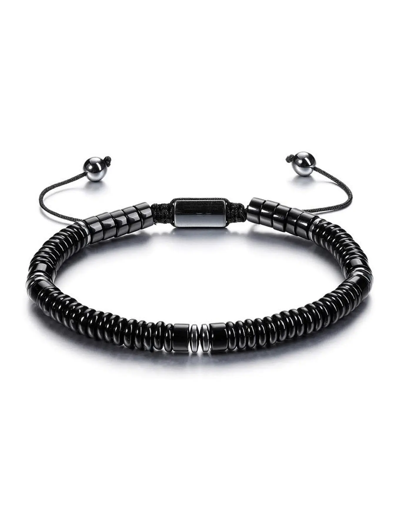 Unisex Adjustable Braided Slider Bracelet with Flat Round Chakra Stones for Energy Balance, Rainbow Healing Crystal Neutral Wristband, Portable Comfort Jewelry for Meditation, Fitness and Camping