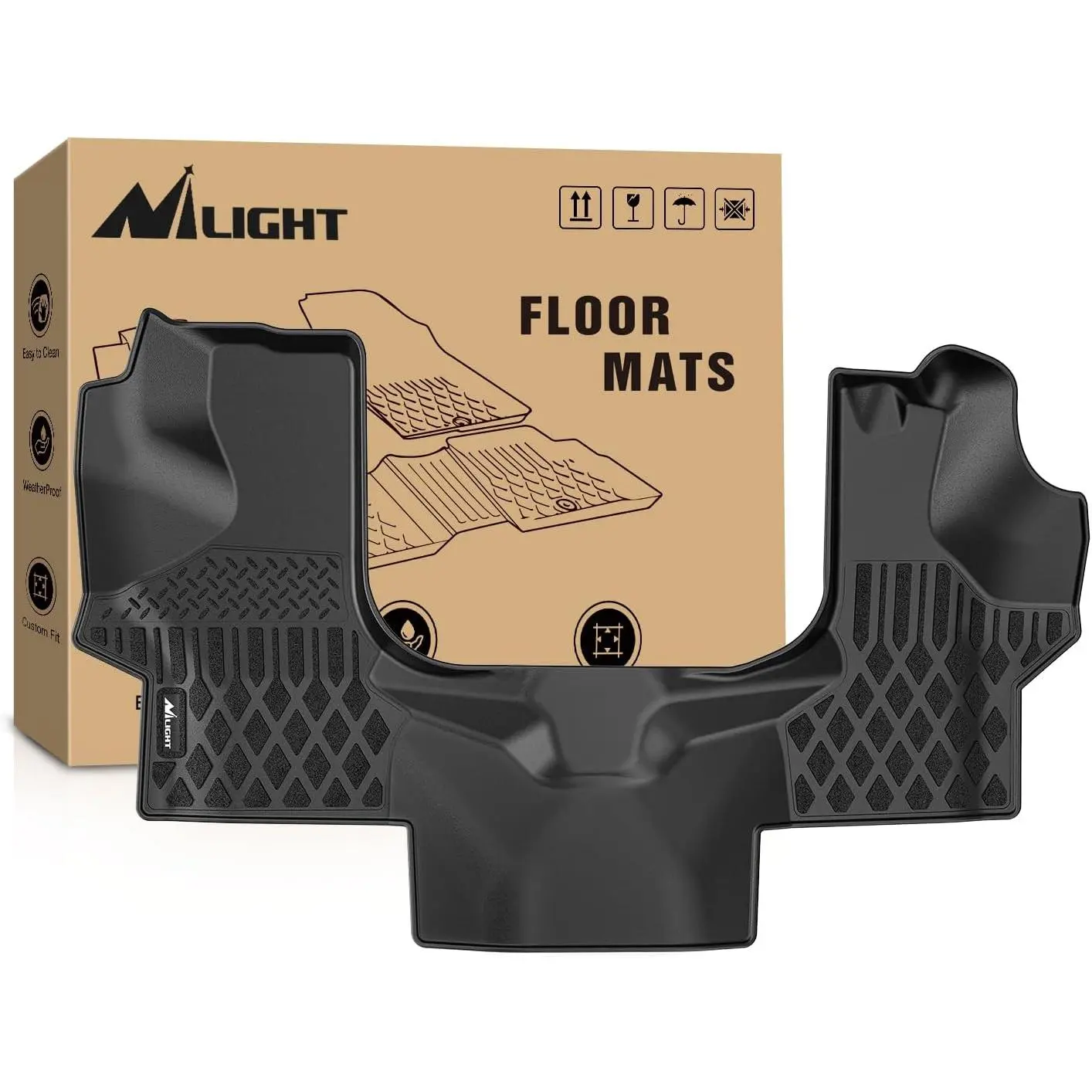 Nilight TPE Deep-Tread Custom-Fit Floor Mats, All-Weather Heavy-Duty Spill-Proof Floor Liners with Clips for Chevy Express, GMC Savana 1500-3500 (2015-2025)