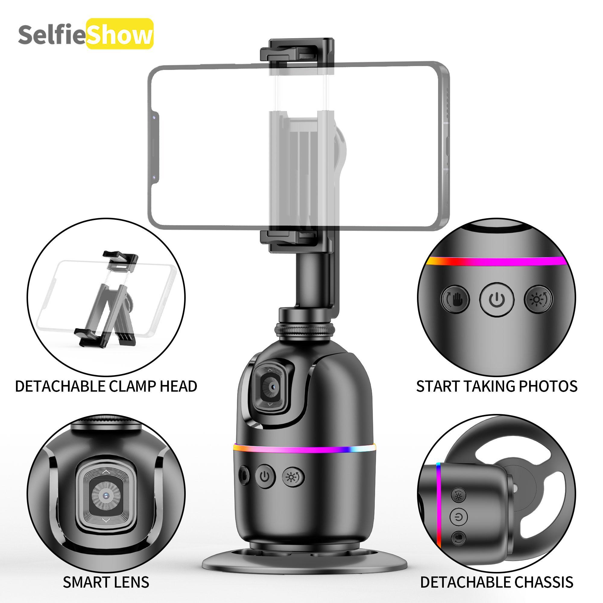 360° Rotatable Phone Holder, USB Rechargeable Smart Face Recognition Selfie Stick, Anti-shake Panoramic Shooting Phone Holder for Travel & Photography, Rotating Stand 360° Rotatable Phone Holder, USB Rechargeable Smart Face Recognition Selfie Stick, Anti-shake Panoramic Shooting Phone Holder for Travel & Photography, Rotating Stand