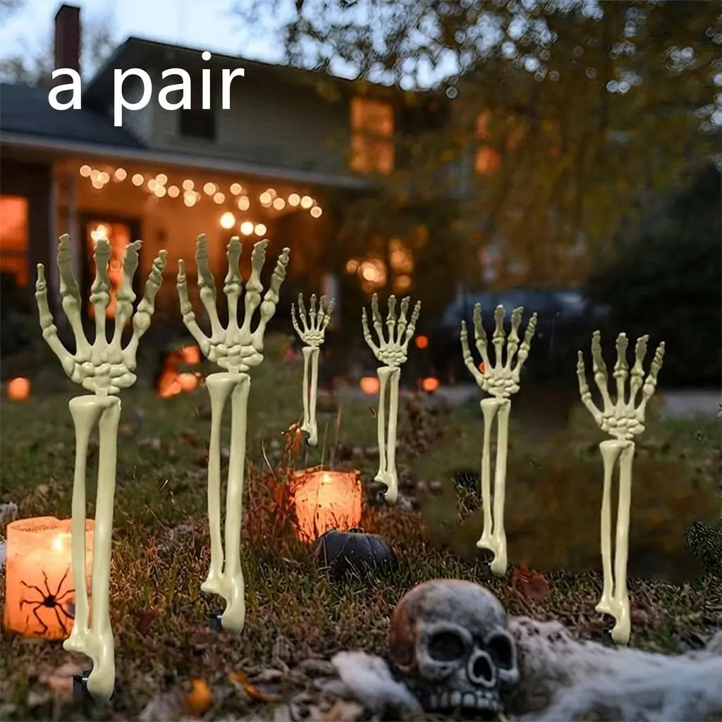 Halloween Decorations Realistic Hand Bone Skeleton, Halloween Yard Stake Ghost Hands Props, Spooky Party Supplies for Outdoor Decoration