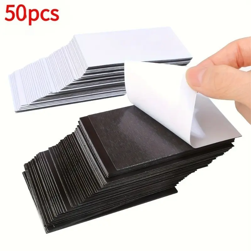 50pcs Flexible Magnetic Stickers, Self-Adhesive Magnets for Fridge, Wall, Glass, No Residue, Removable Temporary Adhesive, Office Decor