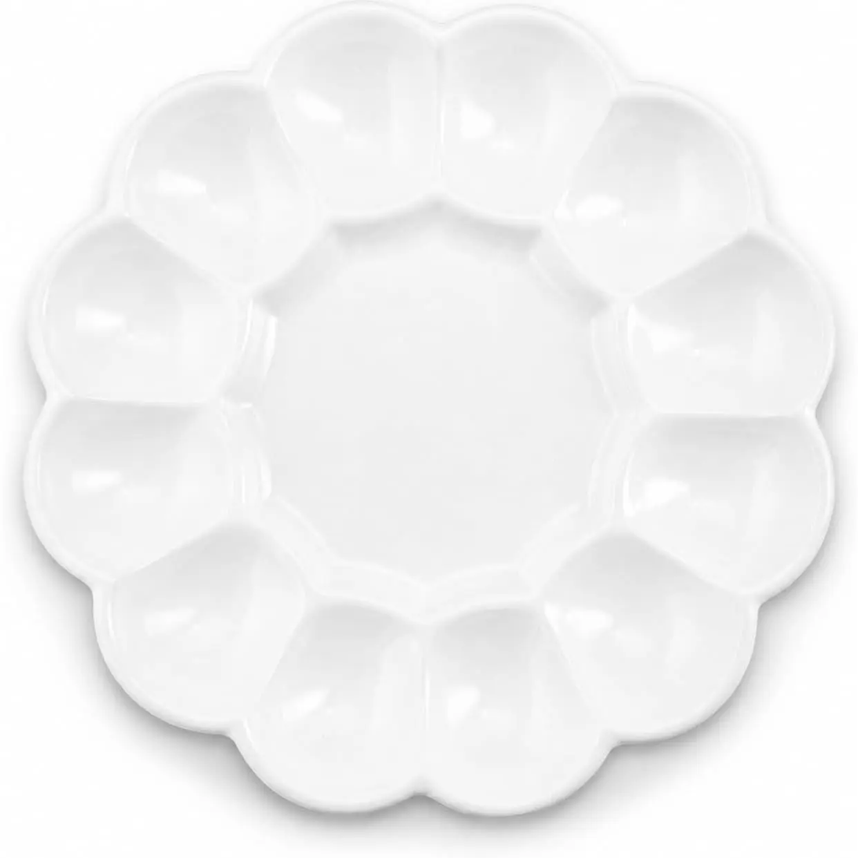 Ceramic Deviled Egg Tray & Platter, Easter Egg Holder, 10-Inch Plate, Holds 12 Halves, Dishwasher, Microwave, Freezer & Oven Safe, White