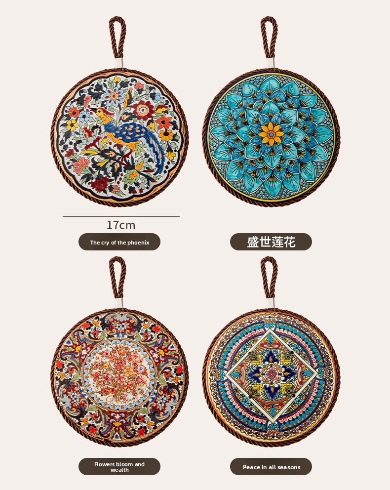Retro Heat Resistant Mat for Cast Iron Enamel Dutch Oven Ceramic Tableware Non-Slip Kitchen Heat Insulation Pad for Dining Table Plate Heat Protection