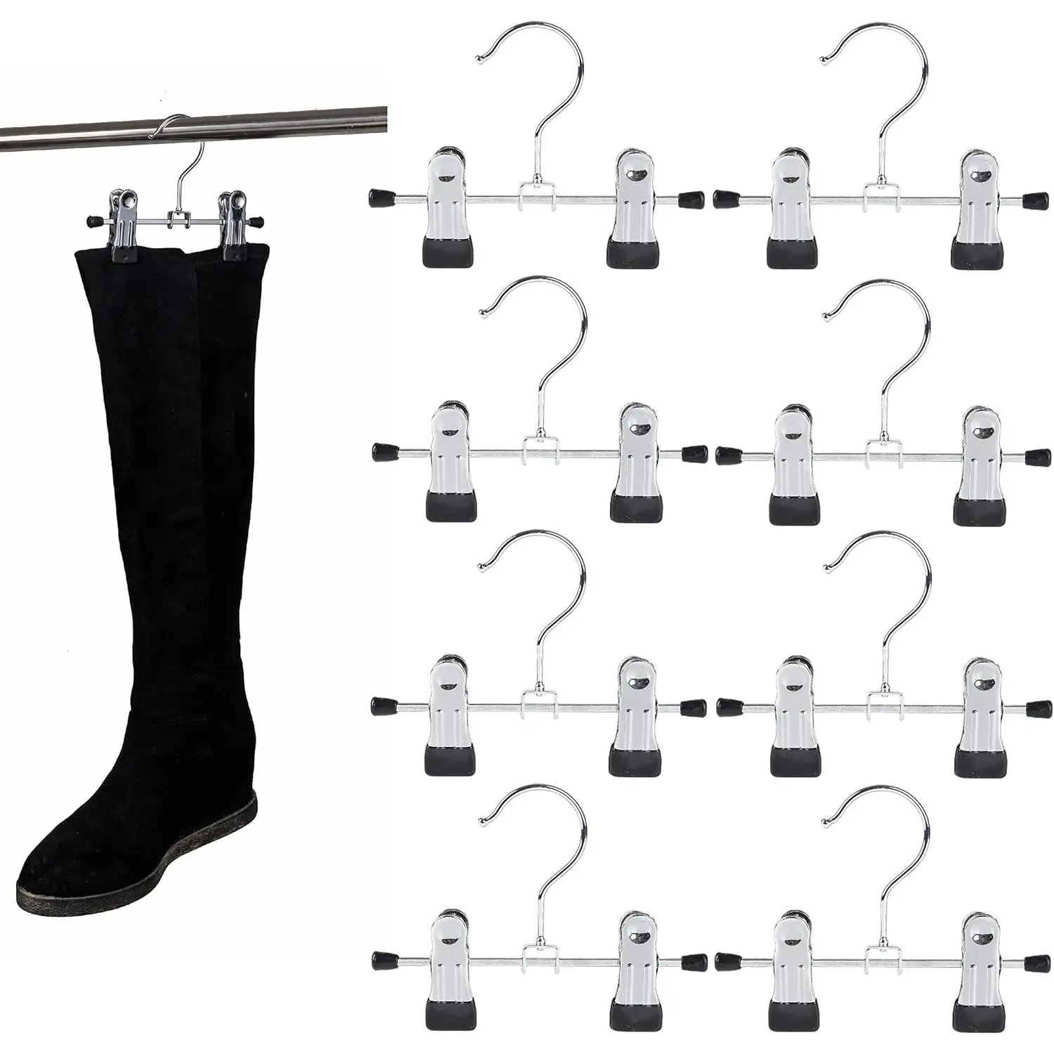 20 Pack 6" Metal Boots Hangers with 2 Adjustable Clips, Portable Multifunctional Hangers Space Saving for Socks Hats Towels Bags, Clips Hanger for  Clothes and Traveling (20 Pack)