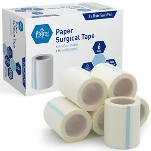 Breathable Healthcare Aid for Sensitive Skin Wound Care, White Hypoallergenic Latex-Free Paper Sports Tape, 2x10yd 6-Count Pack of 1