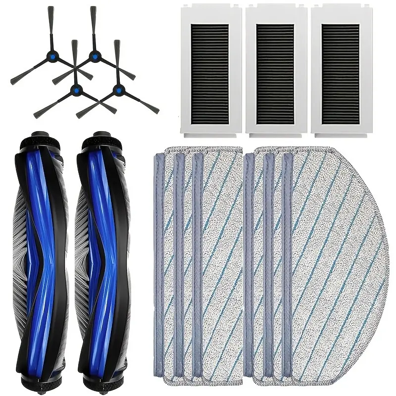 15pcs Pack Replacement Parts for Ecovacs Deebot N20e Plus, Includes 2 Main Brushes, 6 Mop Cloths, 3 Filters, 4 Side Brushes