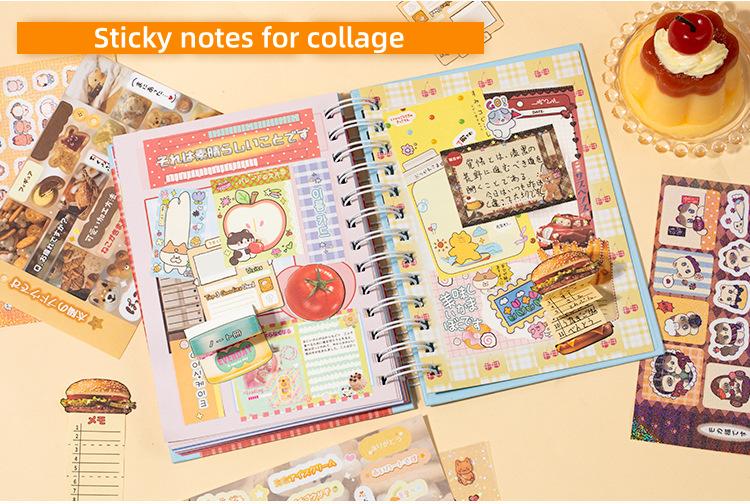 Kawaii Stickers 72sheets/pack Cute cartoon style Mixed materials Multipurpose scrapbook DIY decorative collage