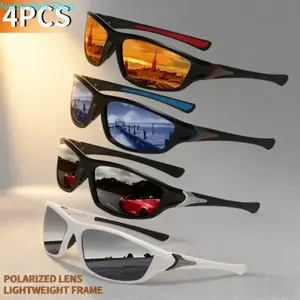 4-Pair Unisex Vintage Polarized Sports Sunglasses, UV400 Anti-Glare Flexible Lightweight Eyewear, Stylish Shades for Driving, Cycling and Outdoor Sports & Gift Giving