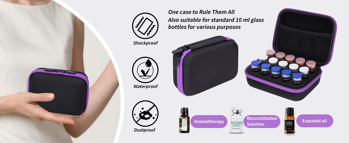 Peptide Vial Storage Case, Insulin Fridge Holder Storage Case Protector Holder Insulin Cooler Travel Case Organizer Fits Standard 10ml U-100 Vials,15-Slot,Black