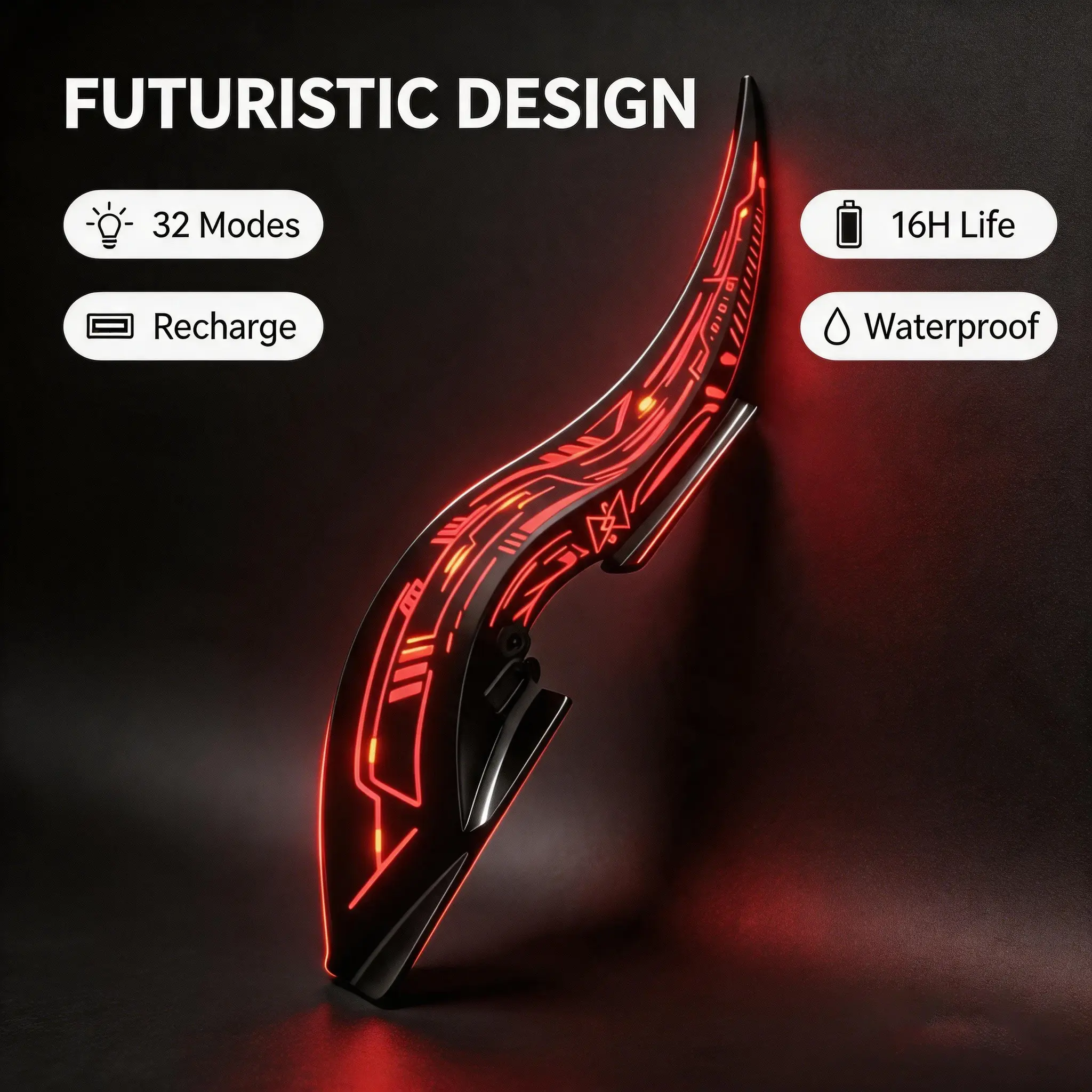 Pack of 2 RGB Dragon Horn Car Lights |       32 Modes Cyberpunk LED Decor, Type-C Rechargeable Cool Car Gadgets & Truck Accessories, Universal Fit [COD], Cars Accessories, Accessories For Car