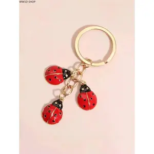 Ladybug Keychain for Women and Girls, Alloy Insect Pendant Accessory for Handbags, Backpacks and Keys, Cute Decorative Daily Carry Charm
