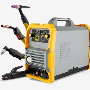 [fathersdaygift] CT-418PRO Plasma Cutter Welder Gas MIG/Gasless MIG/HF TIG/Stick/CUT 5 in 1 Aluminum Welding Machine 110V/220V Dual Voltage IGBT Inverter LED Display MP200 Multi Process Welder with Accessories
