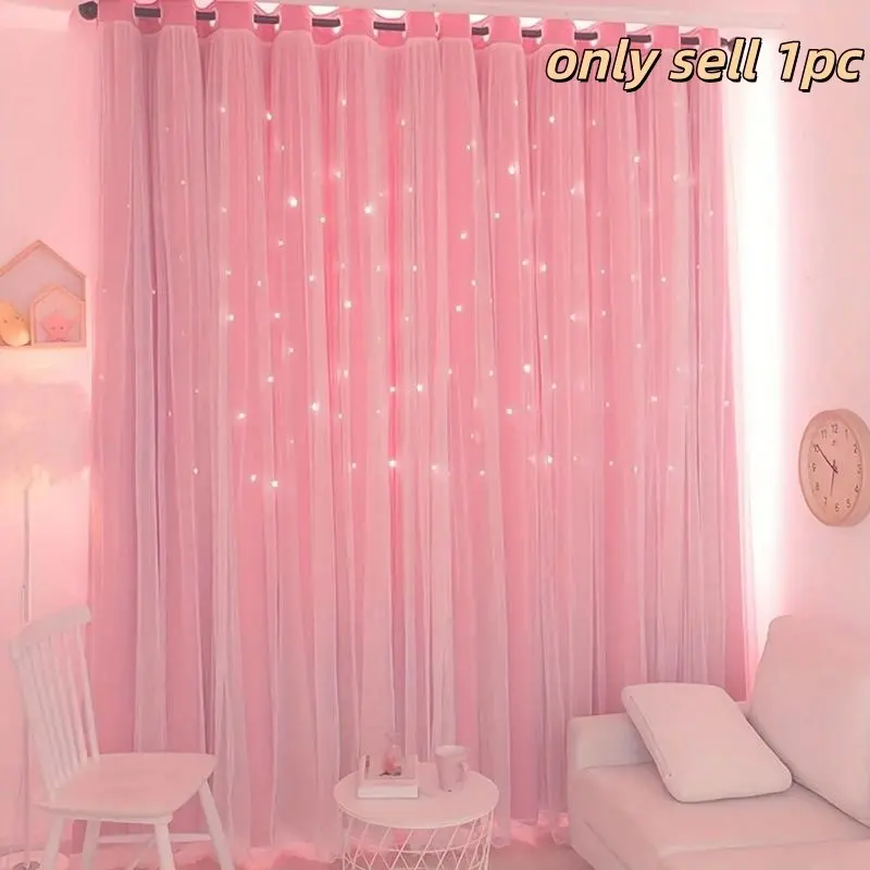 Double Layer Curtain, Privacy Grommet Curtains, Solid Color Blackout Curtain, 1 Count, Living Room or Bedroom, Window Curtain, Home Decor, Home Decorative Curtain