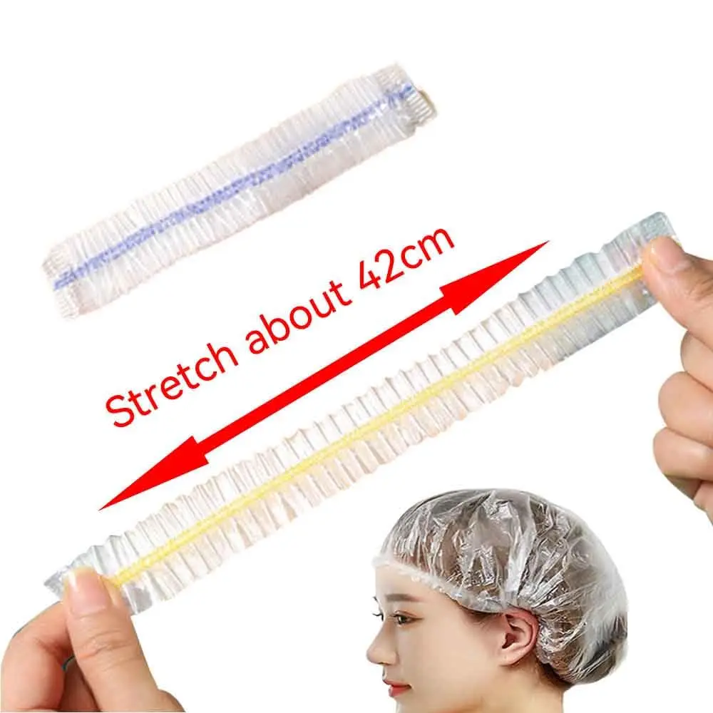 Universal 100 Portable Disposable Shower Caps; Plastic Waterproof Multi-Purpose Elastic Hair Caps, Shower Caps; Travel Shower Caps, perfect for hair care, salons, spas, hotels, and travel ( # 3)