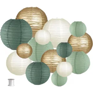Round Hanging Paper Lanterns, Rustic Decorations for Wedding, Bachelorette & Birthday Party
