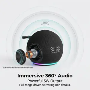 Spherical 5th Gen Alexa Dot Smart Speaker with RGB LED Light, Wireless Subwoofer, TWS Connection And Portable Base.