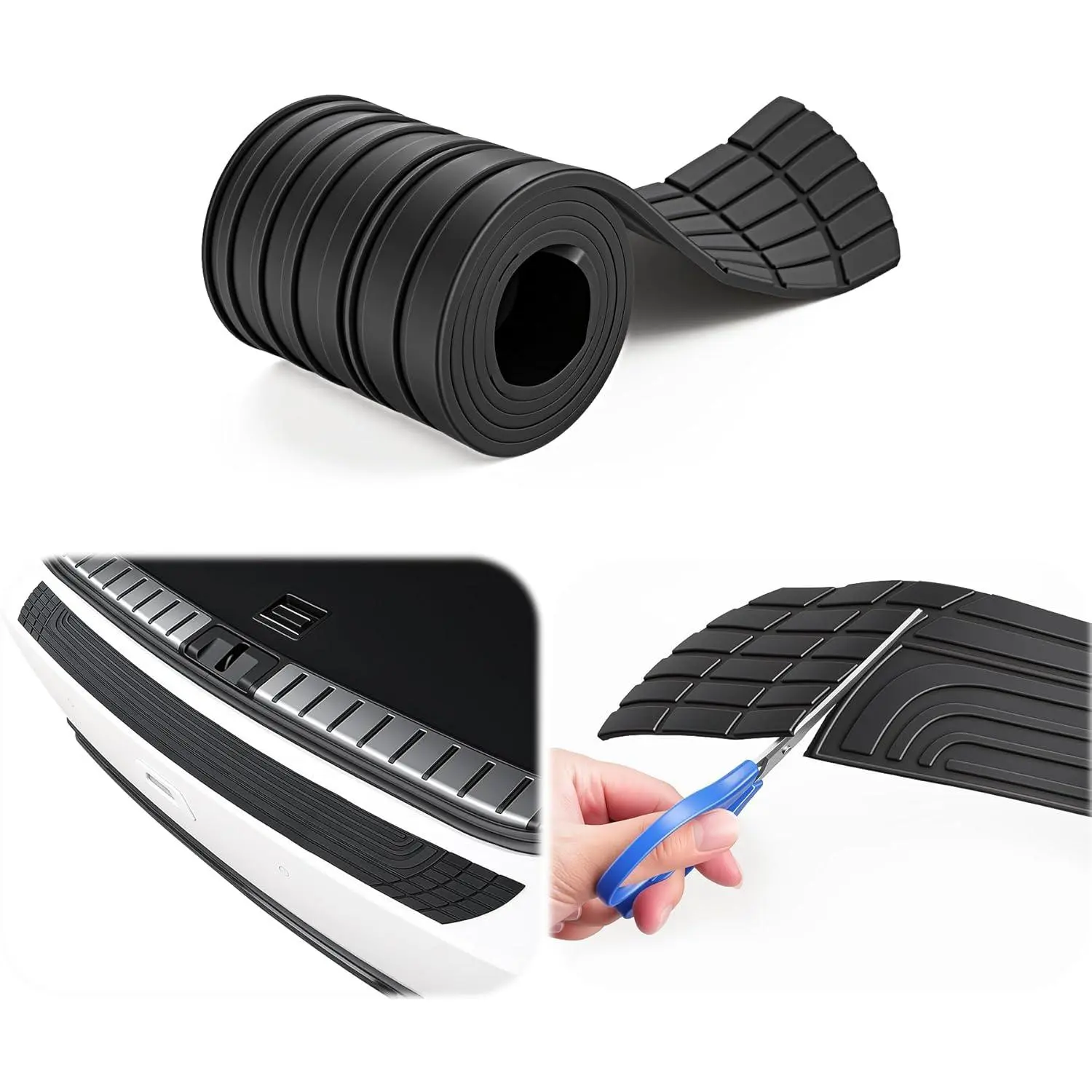 Rear Bumper Protector, 42inch x3.4inch /SUV  Rubber Anti-Scratch Trunk Exterior Accessories
