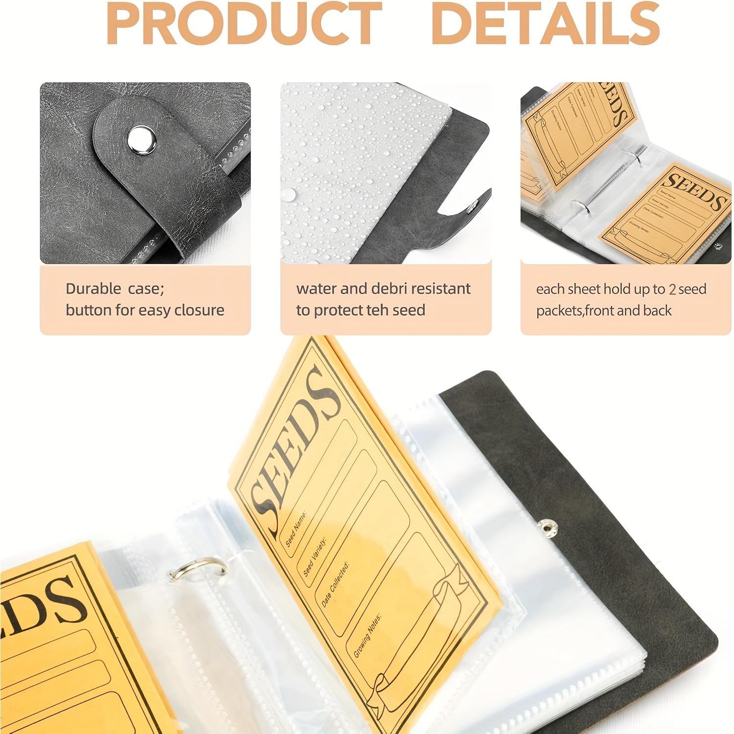 Seed Organizer Binder with 50pcs Seed Envelopes, Garden Seeds Storage Organizer, Seed Packet Organizer, Seed Saver