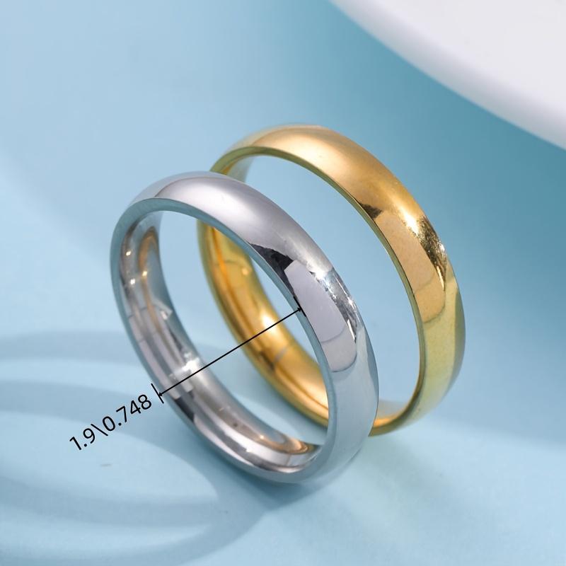 Golden and Silvery Two-tone Stainless Steel Ring, Simple Smooth Plain Band, Exclusive Couple's Matching Rings