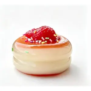 Glossy Realistic Strawberry Caramel Pudding Squishy Toy With Color Sugar Sprinkles, Soft TPR Fake Dessert Squeeze Fidget Toy for Indoor Leisure Desktop Stress Relief, Home Relax Anti-Stress Toy for Adults & Kids