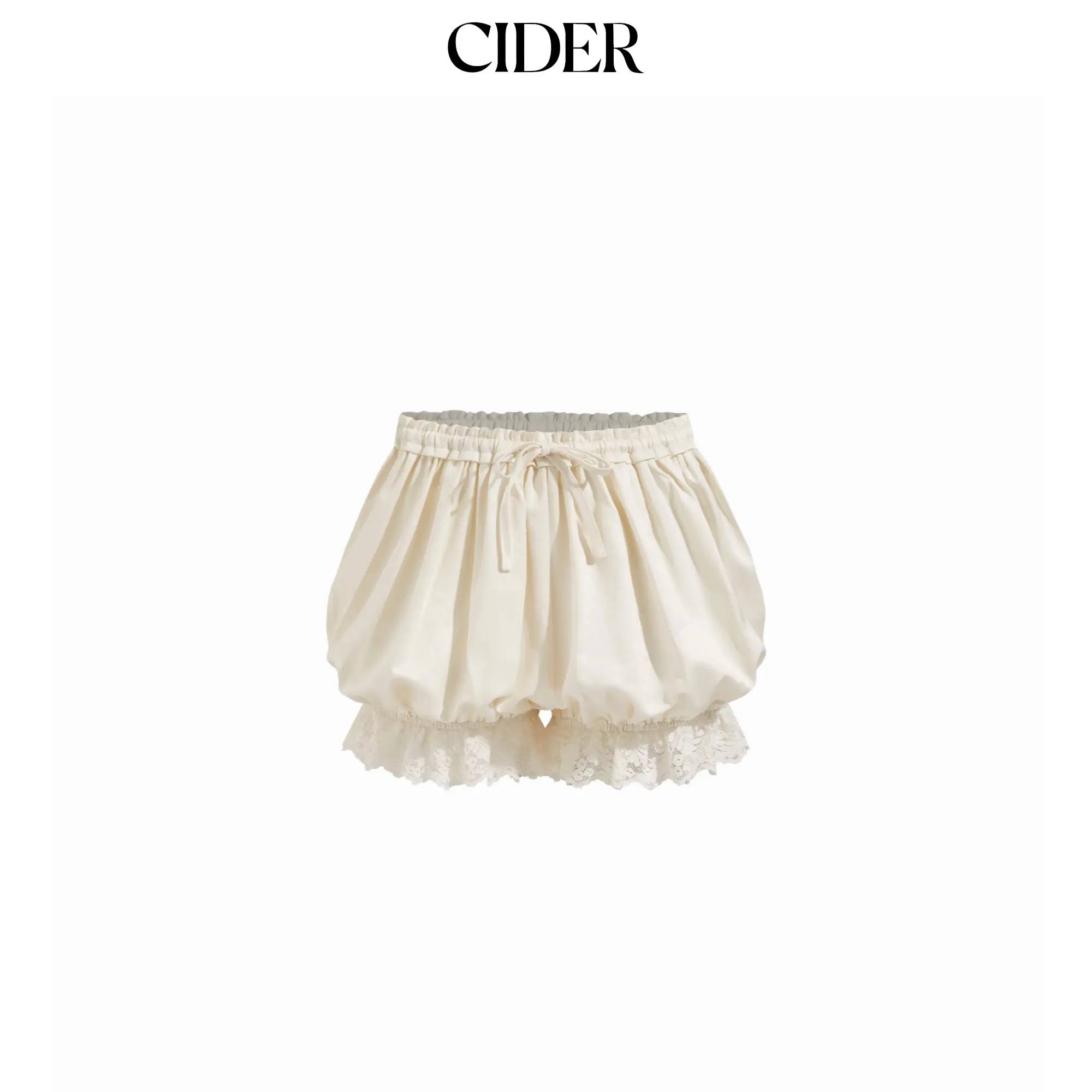 Cider Lace Trim Bubble Hem Mid Rise Bloomer Shorts