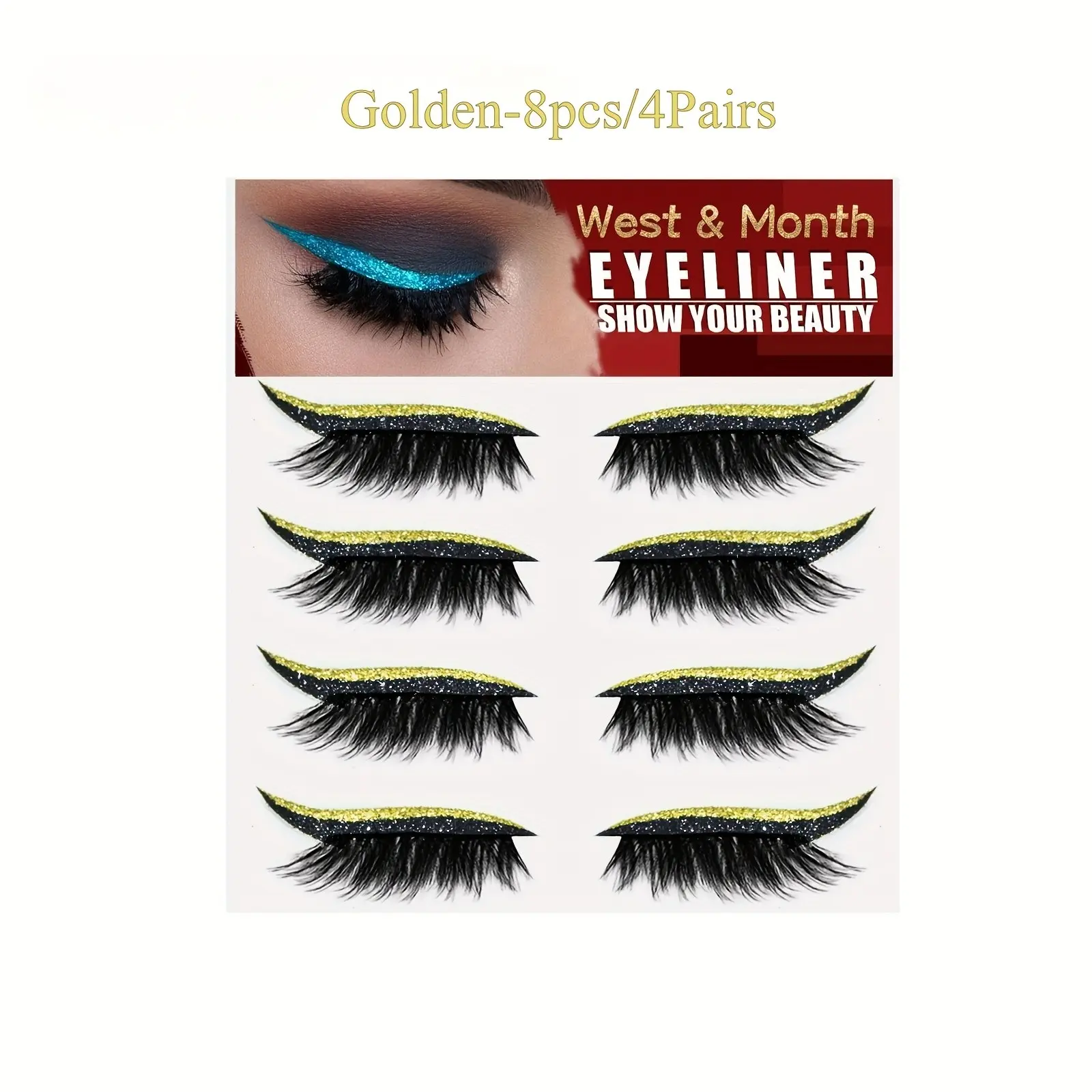 8-Piece Reusable False Eyelashes & Eyeliner Pen Set, Waterproof Makeup for Travel, Perfect for Beginners, Halloween, Christmas Gift