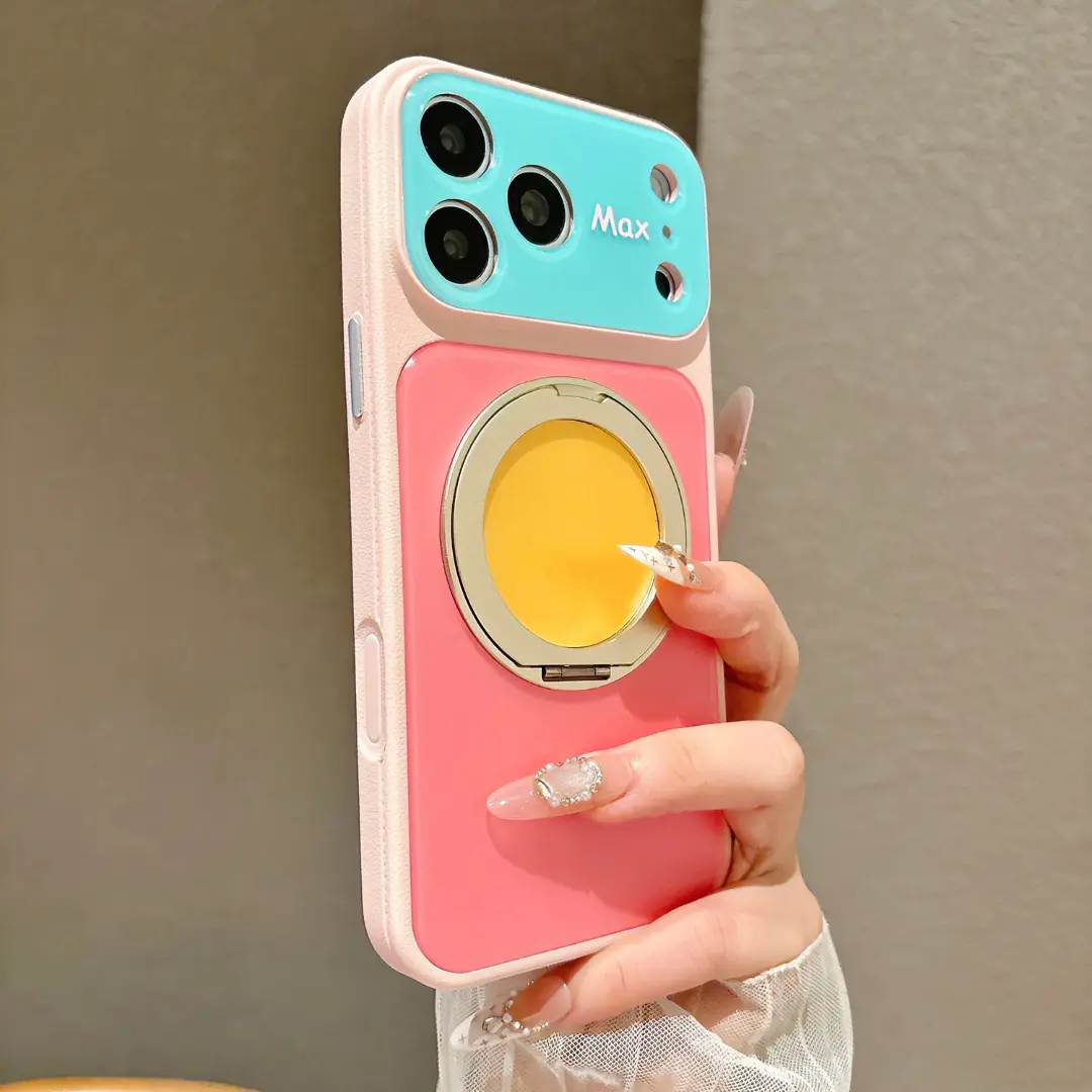 Customized Korean Acrylic Dopamine Color-Blocking Punk Pattern Magnetic Flush Mount Stand Phone Case - Multi-Model Patterned Phone Accessories for iPhone 17 Pro Max,17 (ip17),16,15,14,13,14 Pro