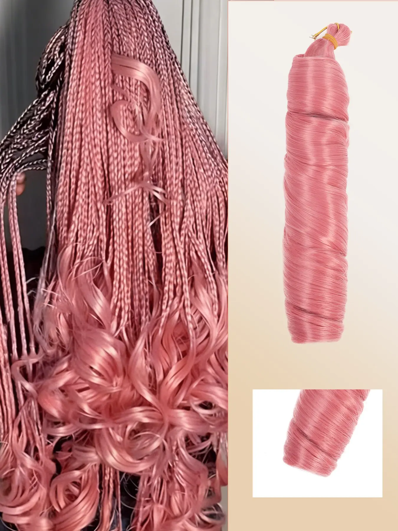 Pack of 1 Synthetic French Curly hari Pink Spiral Curly Crochet Braids Hair High Temperature Loose Wave Curl Braiding Hair Extensions Suitable For Women Daily Holidays And Cosplay Braided Hair Woven hair extensions for Halloween and Christmas