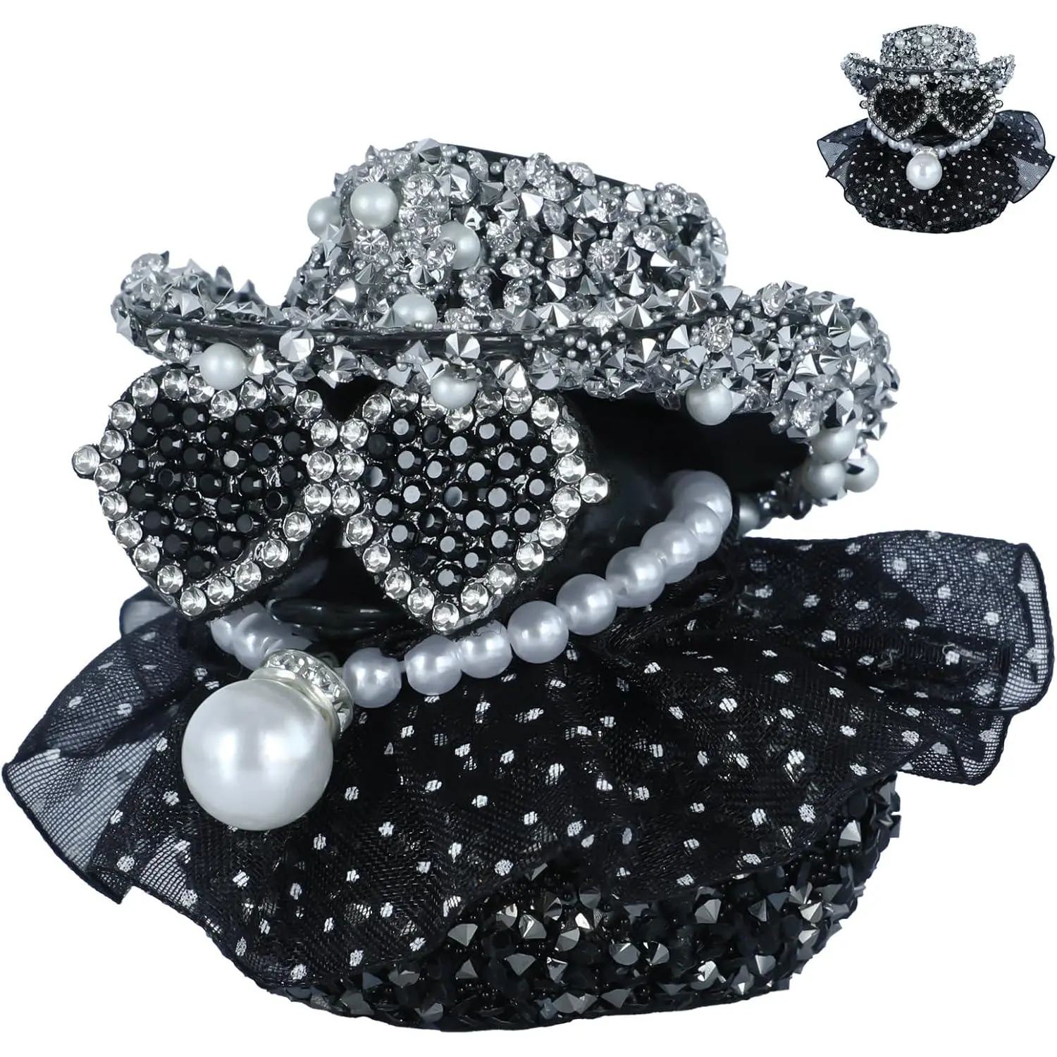 Rubber Ducks with Hat & Heart Sunglasses - Funny Cool  Dashboard Decorations,  PVC DIY Accessories for  Office   (1pc Black Duck Dress Set)