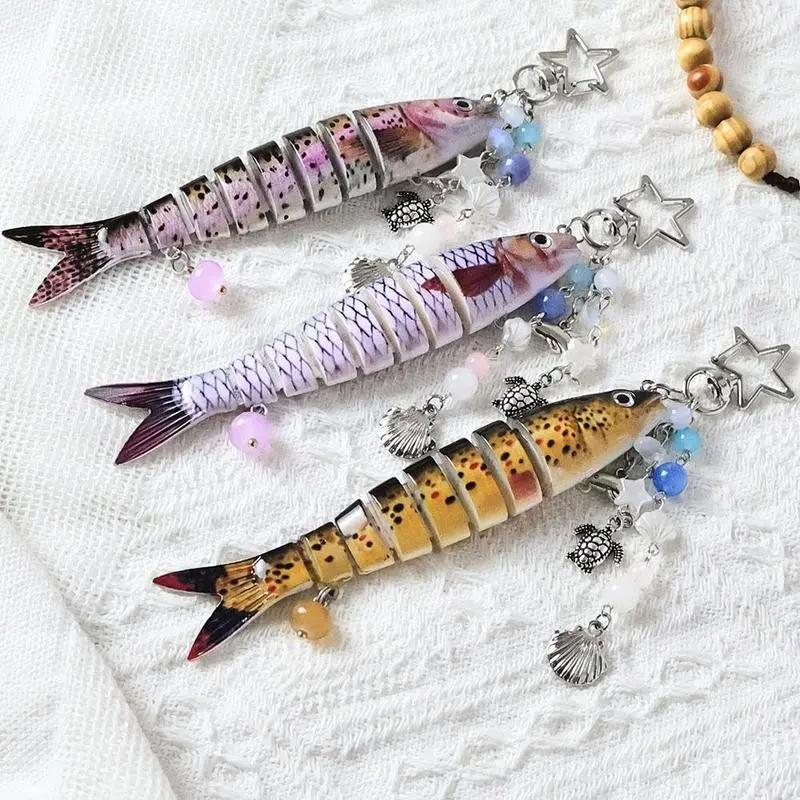 Handmade Fish Keychains Lovely Jewelry Artificial Fish Bait Swimbait Mobile Phone Lanyard Keychain For Men And Women Jewelry
