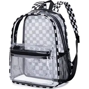 BTOOP Clear Mini Backpack for Stadium Events 12x12x6 Small Transparent Backpacks Plastic See Through Clear Bag for Concerts Work Festival Security Travel