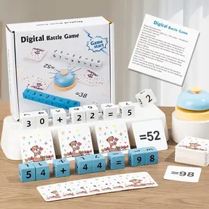 Children's Educational Math Toy, Wooden Number Blocks Battle Game with 110 Addition, Subtraction, Multiplication, and Division Problems, Multiplayer Learning Puzzle Toy